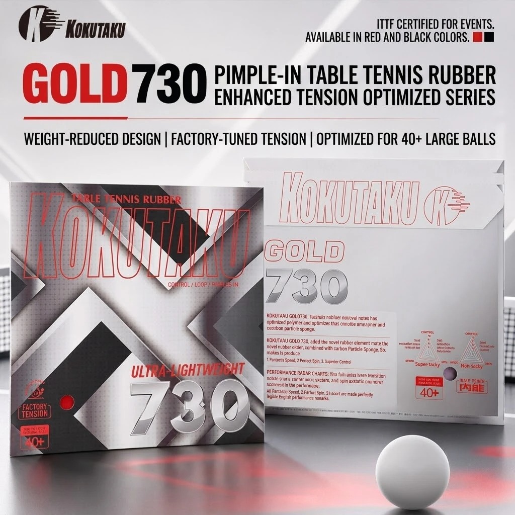 Table Tennis Racket - Kokutaku Table Tennis Racket Rubber Gold
